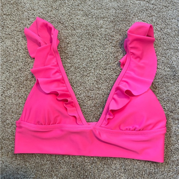 aerie Other - Aerie Pink Ruffled Bikini Top Size Small